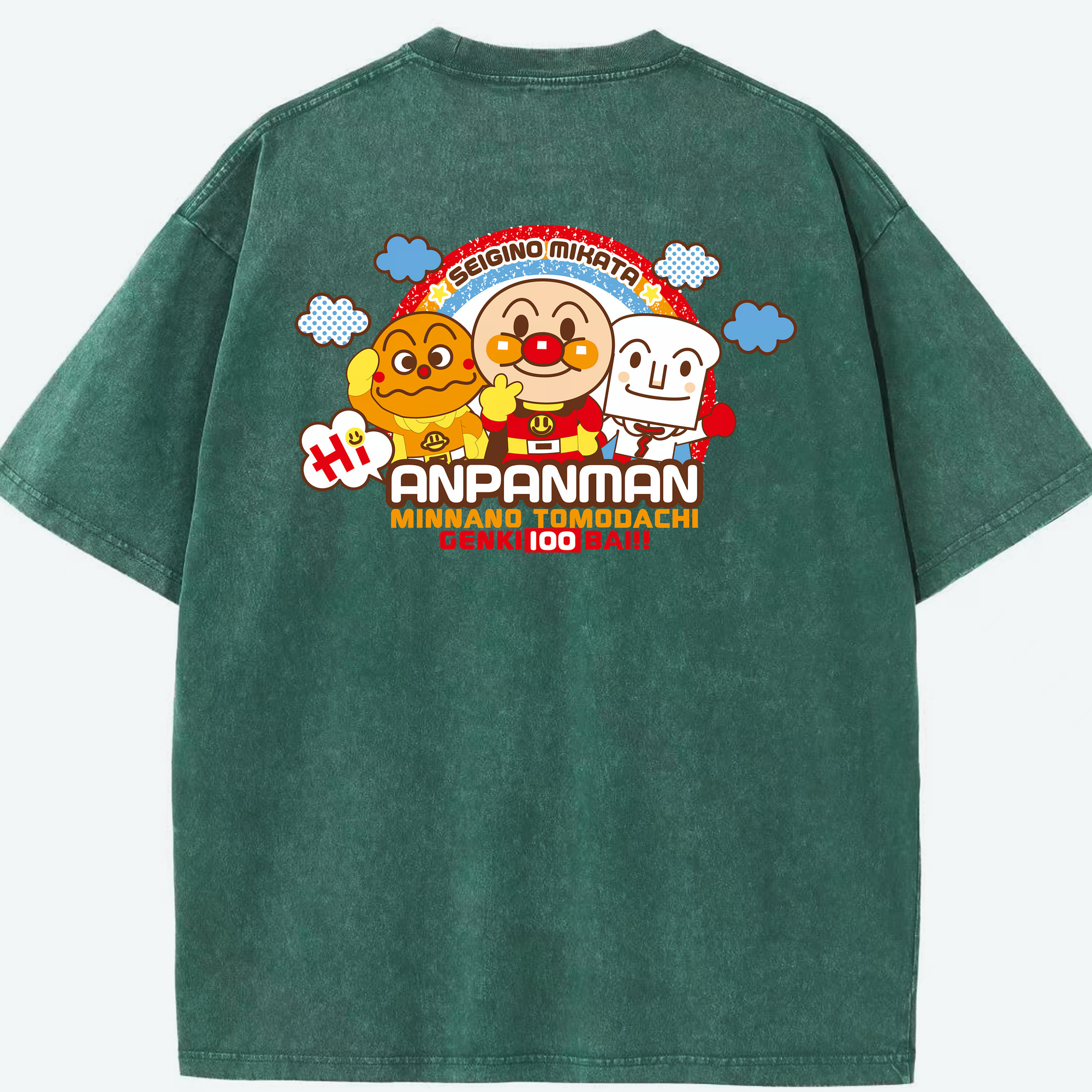 （画像用） アンパンマン Anpanman 綿100% ヴィンテージ風 半袖Tシャツ（背面プリント）